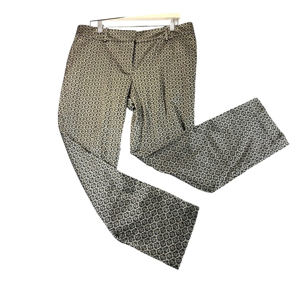 Ann Taylor Black and Gold Patterned Chinos